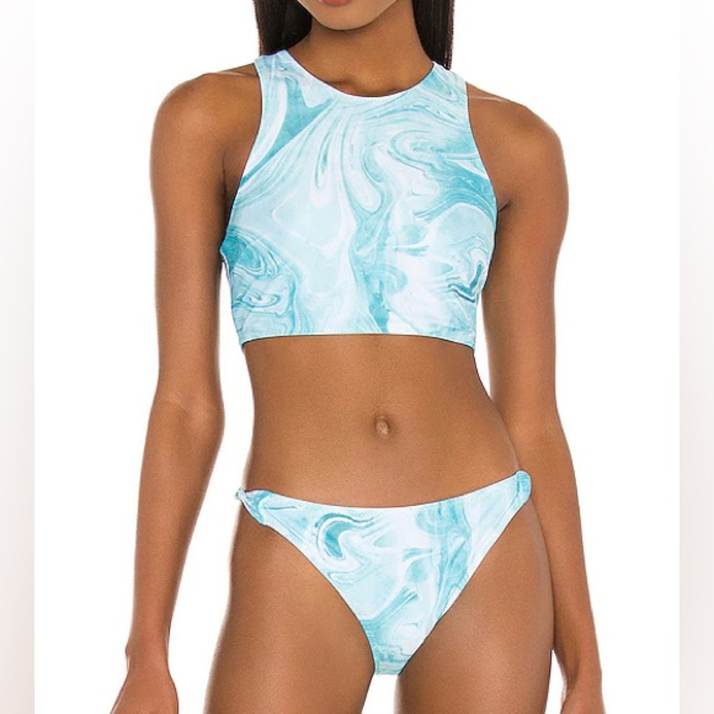 NWT GANNI swirl bikini w/ zipper back and twist sides size 38
